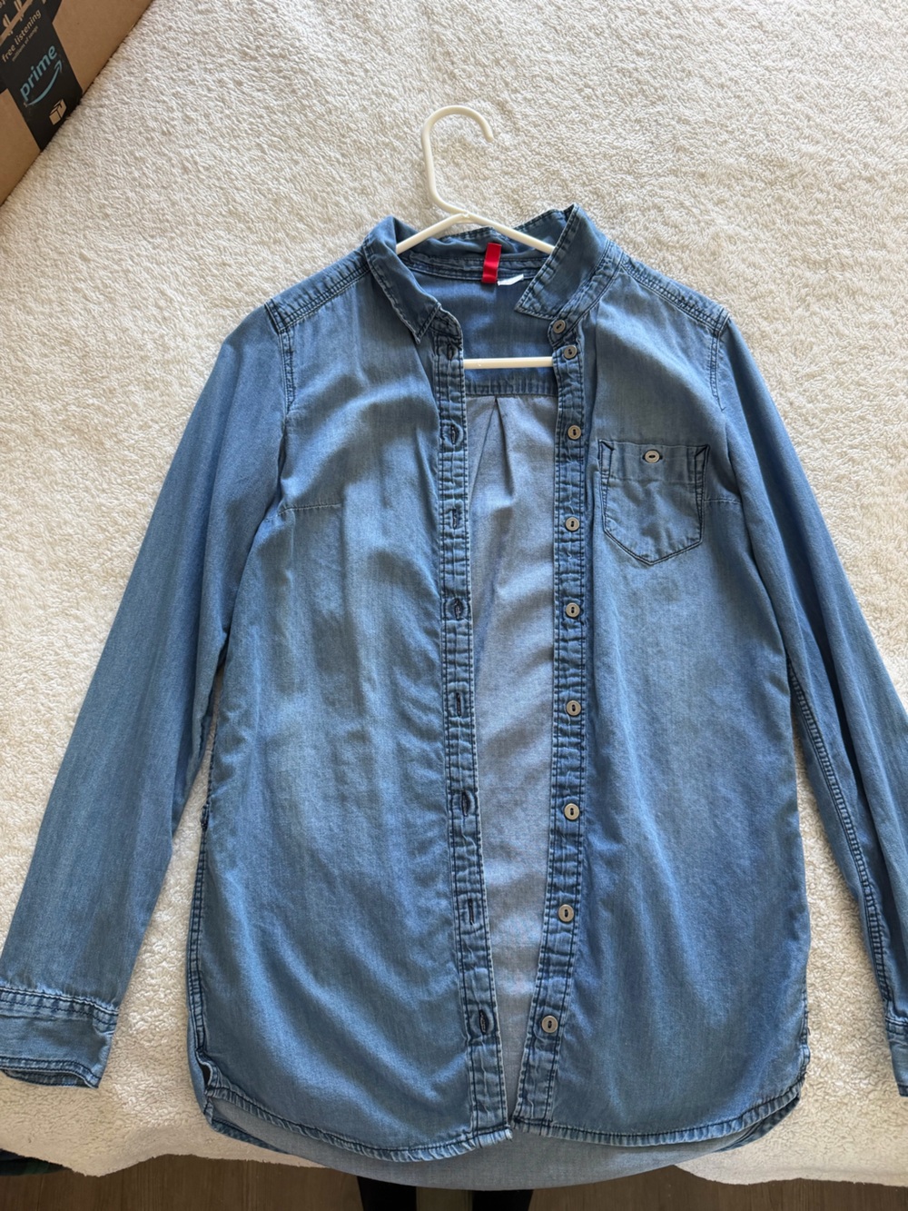 Forever 21 Light Blue Denim Button-Down Shirt